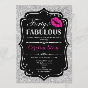 Invitation 40e anniversaire - Quarante fabuleux Black Pink Si