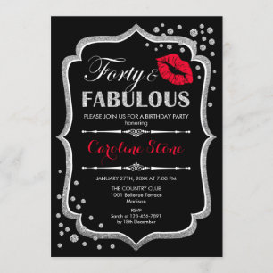 Invitation 40e anniversaire - Quarante fabuleux Black Red Sil