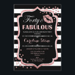 Invitation 40e anniversaire - Quarante fabuleux Black Rose Go<br><div class="desc">Invitation du 40e anniversaire. Elégant design noir blanc avec fausse parties scintillant rose or. Comprend baiser des lèvres roses,  bandes blanches noires,  confettis et police de script. Parfait pour une soirée d'anniversaire élégante. Trente Fabuleux ! Message-moi si vous avez besoin d'une personnalisation plus poussée.</div>