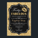 Invitation 40e anniversaire - Quarante Fabuleux Gold Black<br><div class="desc">Invitation du 40e anniversaire. Elégant design noir blanc avec parties scintillant en or. Comprend des lèvres baiser,  confetti et police de script. Parfait pour une soirée d'anniversaire élégante. Trente Fabuleux ! Message-moi si vous avez besoin d'une personnalisation plus poussée.</div>