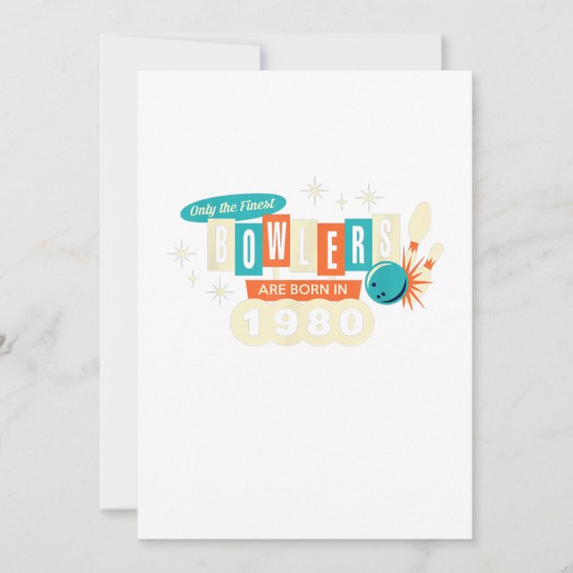 Invitation 40e Anniversaire Quilleur Drôle Bowling 1980 Vinta (Devant)