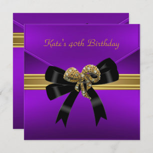 Invitation 40e anniversaire Rich Royal Black Purple Bijou or