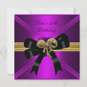 Invitation 40e anniversaire Rich Royal Black Purple Magenta