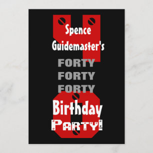 Invitation 40e anniversaire Rivets blancs noirs modernes B475