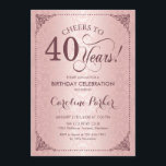 Invitation 40e anniversaire - Rose Gold Damask<br><div class="desc">Invitation du 40e anniversaire. Design vintage en or faux rose élégant avec motif damassé rose et blanc. Fonctionne la police de script mauve. Bravo à 40 ans ! Peut être personnalisé à tout âge! Message-moi si vous avez besoin d'une personnalisation plus poussée.</div>
