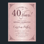 Invitation 40e anniversaire - Rose Gold Damask<br><div class="desc">Invitation du 40e anniversaire. Design vintage en or faux rose élégant avec motif damassé rose et blanc. Fonctionne la police de script mauve. Bravo à 40 ans ! Peut être personnalisé à tout âge! Message-moi si vous avez besoin d'une personnalisation plus poussée.</div>