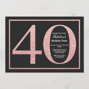Invitation 40e Anniversaire Rose Pink Gold Parties scintillan