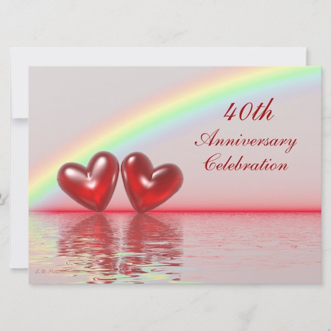 Invitation 40e anniversaire Rubis Cœurs (Devant)