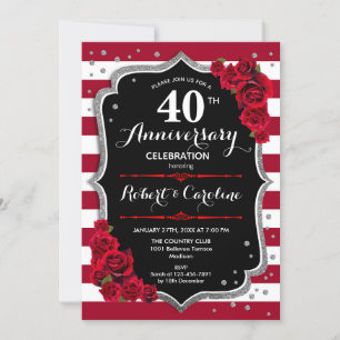 Invitation 40e anniversaire - Ruby Red Silver Black