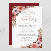 40e Anniversaire Ruby rouge, Rose or Blush Floral