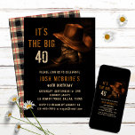 Invitation 40e anniversaire Rustic Cowboy Casquette et Bottes<br><div class="desc">Cette conception comprend une paire de bottes en cuir cowboy avec casquette et vos informations personnalisées sur l'invitation de fête de 40e anniversaire ci-dessous. Personnalisez en modifiant le texte ou en supprimant le texte dans les zones de texte #fête #invitations #invitations #40anniversaire #anniversaire #fête de naissance #40ème #invitations de fête...</div>