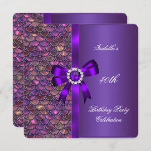 Invitation 40e anniversaire Séquins de fête rose pourpre Diam