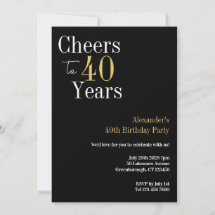 Invitation 40e anniversaire Soeurs à 40 ans Black Gold Party