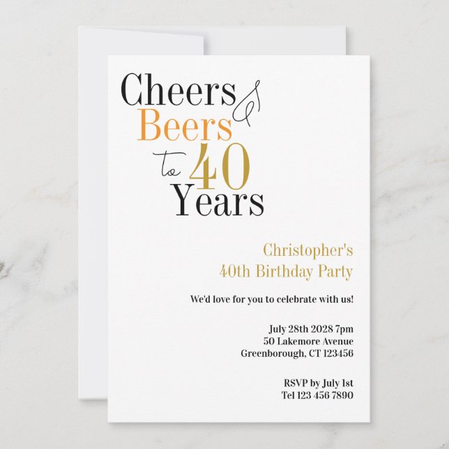 Invitation 40e anniversaire Soeurs et bières Mini Fête (Devant)