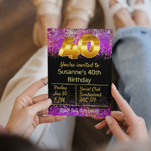 Invitation 40e anniversaire style de parties scintillant invi