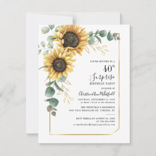 Invitation 40e anniversaire Sunflower verdure Surprise Party
