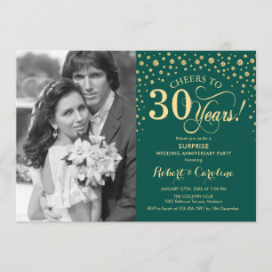 Invitation 40e anniversaire surprise avec l'or vert photo