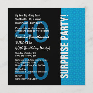 Invitation 40e anniversaire surprise Blue Turquoise moderne W