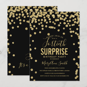 Invitation 40e Anniversaire Surprise Noir Or