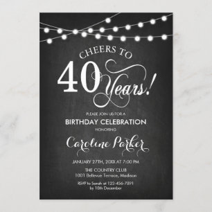 Invitation 40e anniversaire - tableau noir blanc