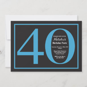 Invitation 40e anniversaire tableau noir bleu et noir