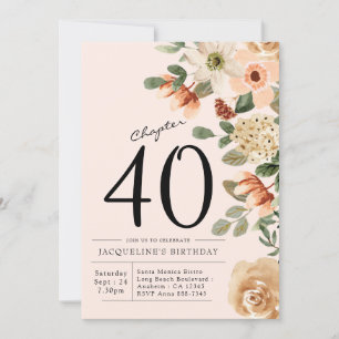 Invitation 40e anniversaire Vintage Floral