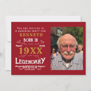 Invitation 40e anniversaire Vintage Red Gold Nom de l'ajout A