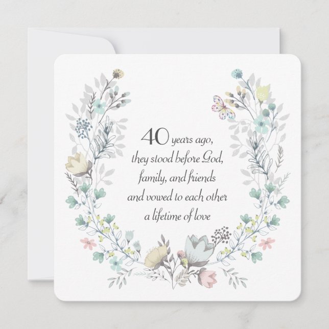 Invitation 40e anniversaire Watercolor Wreath (Devant)