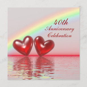 Invitation 40e Anniversary Ruby Hearts