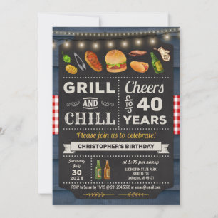 Invitation 40e barbecue Grill and Chill Anniversaire Invitati