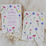 Invitation 40e fête d'anniversaire Purple Fleur sauvage Meado<br><div class="desc">Des fleurs sauvages de printemps colorés entourent les détails de votre fête d'anniversaire. Moderne,  tendance et féminin.</div>