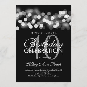Invitation 40e fête d'anniversaire Silver Hollywood Glam