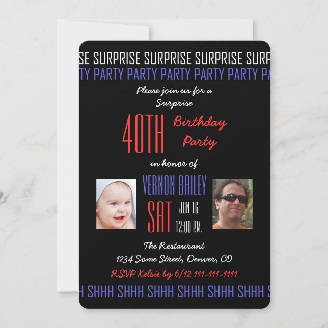 Invitation 40e fête d'anniversaire surprise pour les hommes a (Devant)