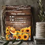 Invitation 40e fête d'anniversaire Tournesol en bois rustique<br><div class="desc">Cette invitation à la fête du 40e anniversaire en bois rustique avec ses tournesols, son casquette occidental et ses bottes dispose d'une zone de texte personnalisable qui vous permet d'inclure sans effort tous les détails nécessaires à votre célébration d'anniversaire spéciale, y compris la date, l'heure, le lieu et les informations...</div>