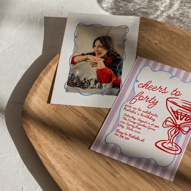 Invitation 40e Main tiré couleur champagne photo Anniversaire (Créateur téléchargé)