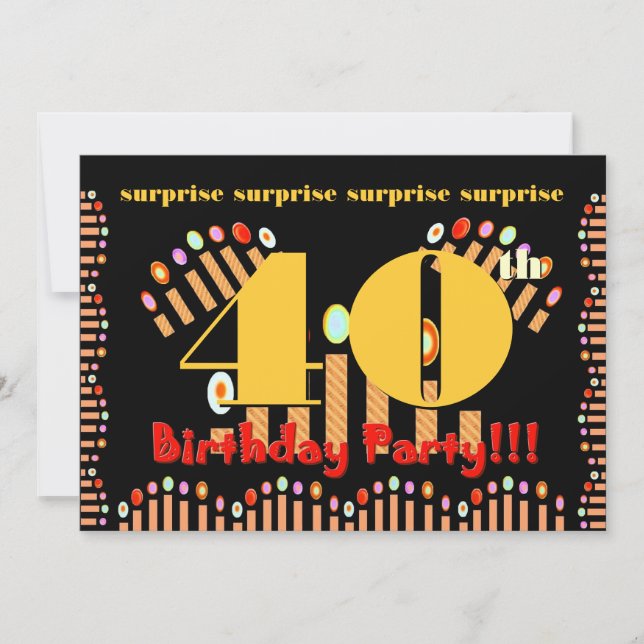 Invitation 40e Modèle d'invitation à la fête d'anniversaire S (Devant)