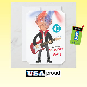 Invitation 40e Rockstar 🎸 Funky Birthday Guitar