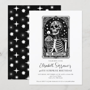 Invitation 40e Surprise Anniversaire fête Gothique Tarot Noir