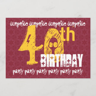 Invitation 40e SURPRISE Anniversaire Red Gold Modern S305
