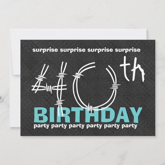 Invitation 40e SURPRISE Birthday Party Blue Black C341 (Devant)