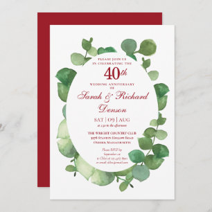 Invitation 40ème anniversaire de Ruby Mariage Eucalyptus verd