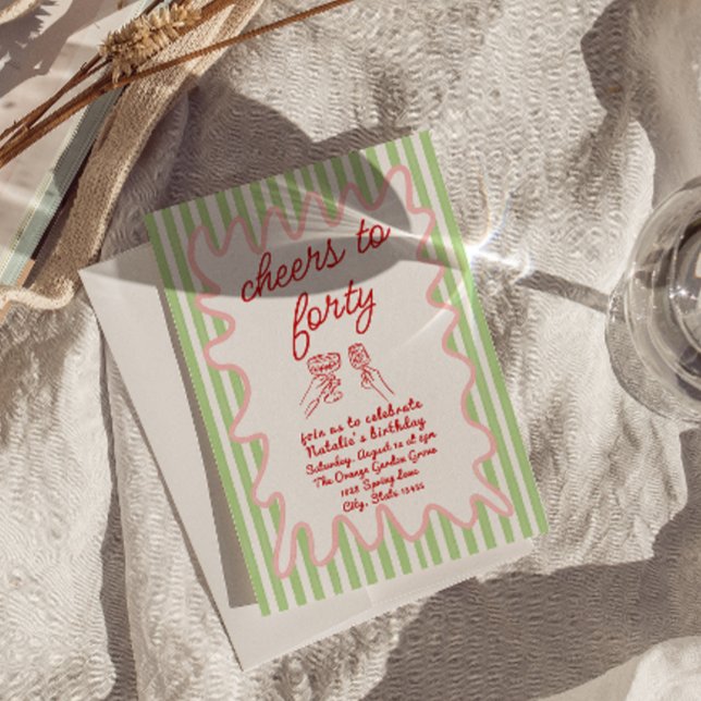 Invitation 40ème Main Tirages colorés Quarante Anniversaire (Créateur téléchargé)