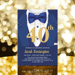 Invitation 40th Navy Blue and Gold Tuxedo Birthday Event<br><div class="desc">Célébrez en style avec cette invitation à l'événement d'anniversaire Navy Blue and Gold Tuxedo, qui respire l'élégance et le raffinement. L'élégant arrière - plan bleu marine et ses touches dorées chatoyantes donnent le ton à une affaire luxueuse, parfaite pour une célébration d'étape. Avec son design raffiné d'inspiration tuxedo, cette invitation...</div>