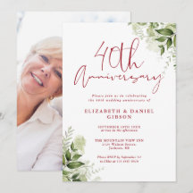 40th Wedding Anniversary Greenery Floral Photo