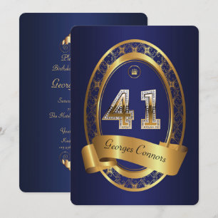 Invitation 41e anniversaire, homme de fête, couleur élégante