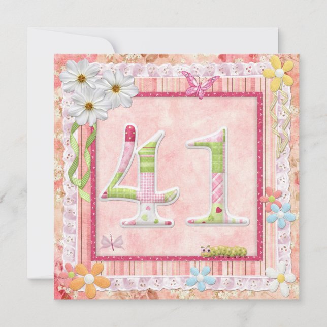 Invitation 41e anniversaire style scrapbooking (Devant)