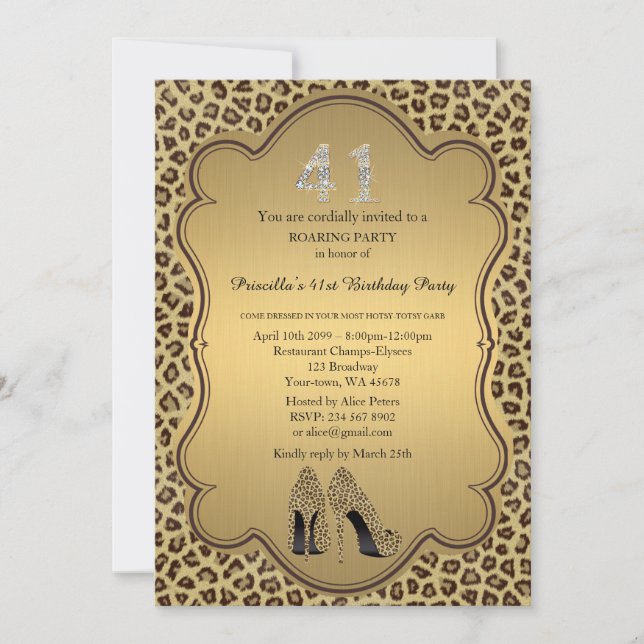 Invitation 41e,Fête d'anniversaire 41e,Chaussures à talons ha (Devant)