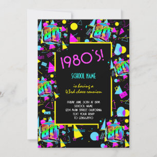 Invitation 43e Retro Colorful 1980's School Reunion Event