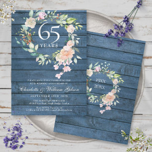 Invitation 45e 65e anniversaire du Mariage Floral Blue Rustic