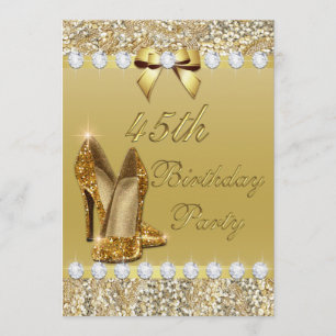 Invitation 45e Anniversaire Classy Talons d'or Séquins Diaman